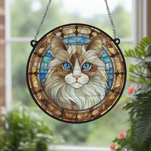 Cat Ragdoll Stained Glass Effect Suncatcher